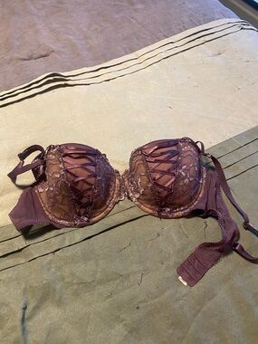Adore Me Plum Lace-Up Push-Up Bra